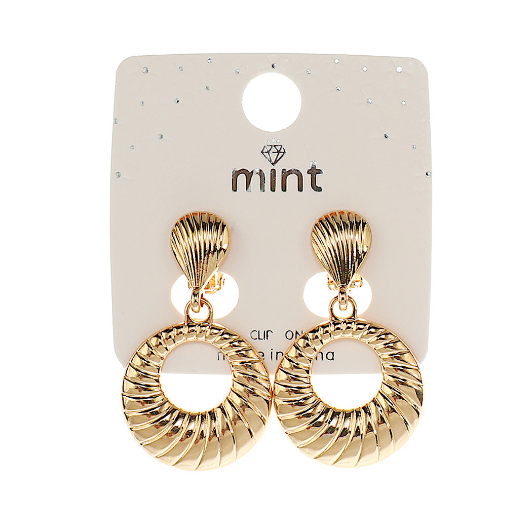 JAE45771C - Clip On Metal Disc Earrings