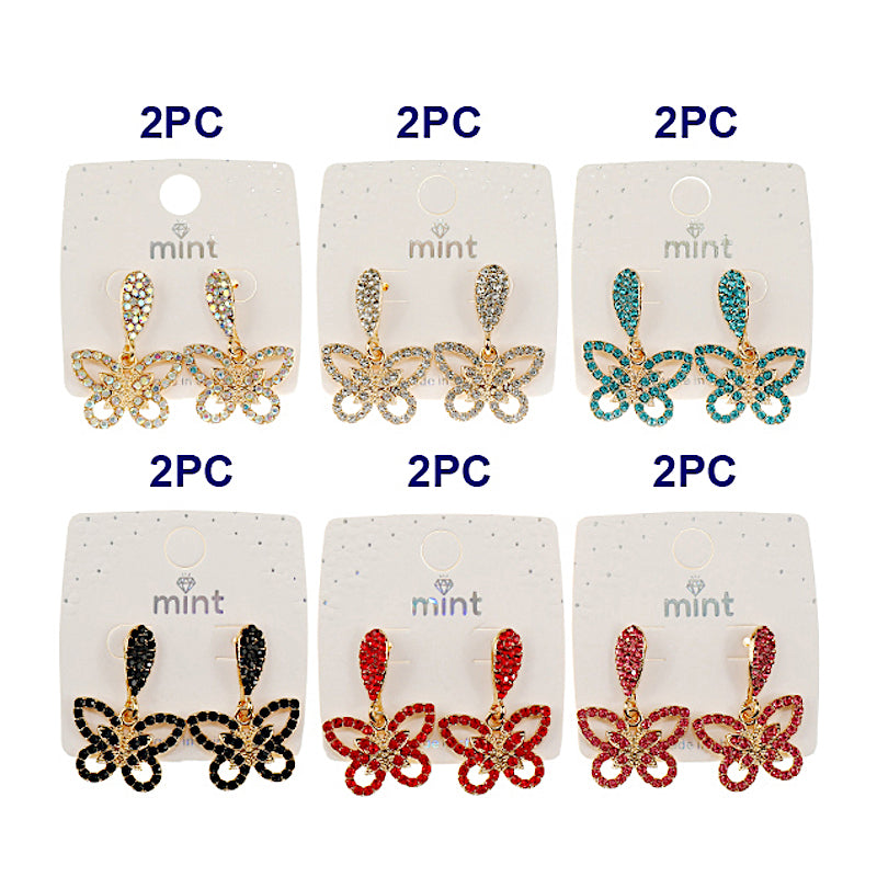 JAE45774 - Rhinestone Butterfly Earring