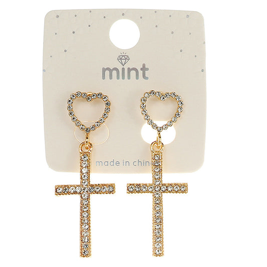 JAE45831 - Rhinestone Cross Earring