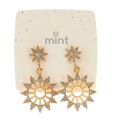 JAE45857 - Rhinestone Sun Drop Earring