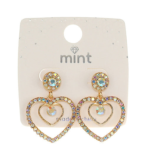 JAE45946 - Rhinestone Heart Earring