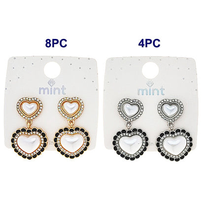 JAE45952 - Black Enamel Pearl Heart Earring