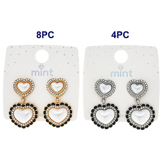 JAE45952 - Black Enamel Pearl Heart Earring