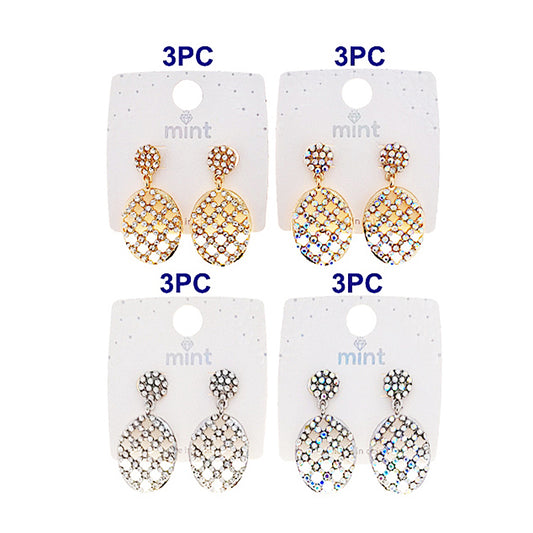 JAE45955 - Rhinestone Checkerboard Earring