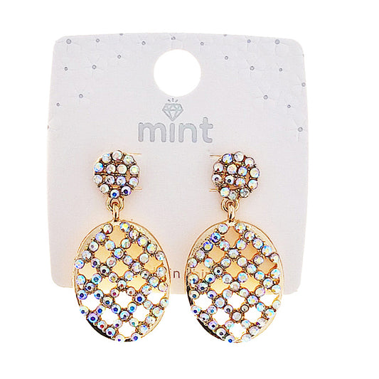 JAE45955 - Rhinestone Checkerboard Earring