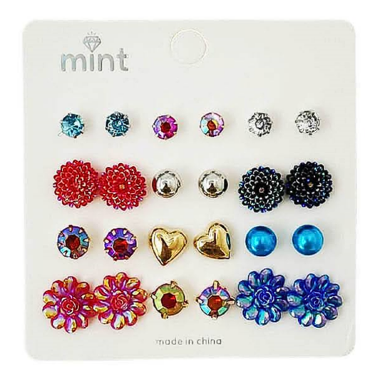 JAE46155 - 12 Pair Earring Set
