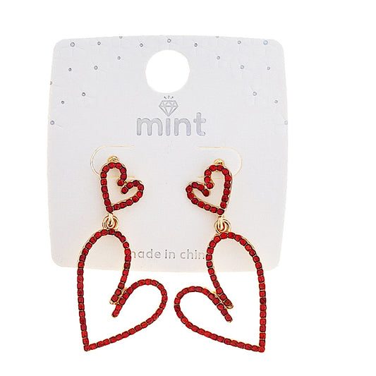 JAE46197 - Rhinestone Heart Cutout Earring