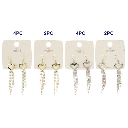 Rhinestone Heart Cascade Fish Hook Earring