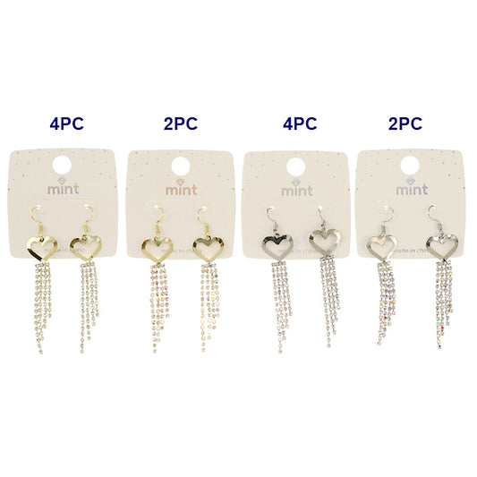 Rhinestone Heart Cascade Fish Hook Earring