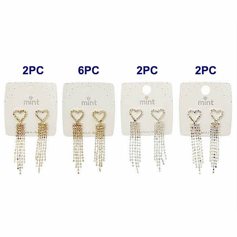 Rhinestone Heart Cascade Earring