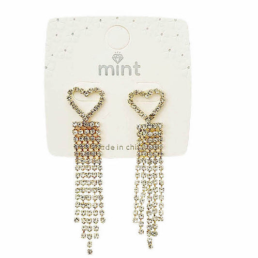 Rhinestone Heart Cascade Earring