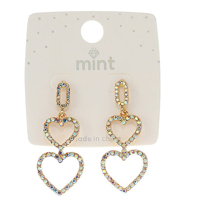 JAE46283 - Rhinestone Heart Earrings