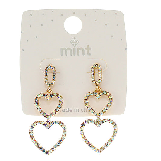 JAE46283 - Rhinestone Heart Earrings