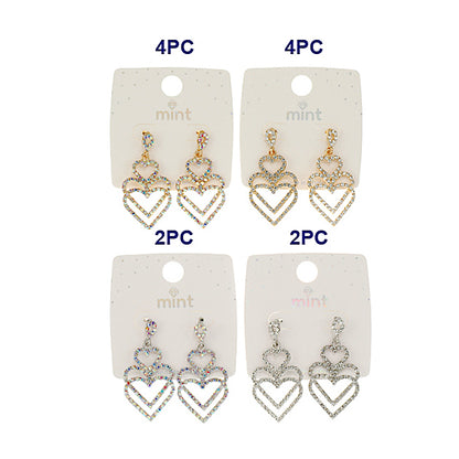 JAE46287 - Rhinestone Triple Heart Earrings