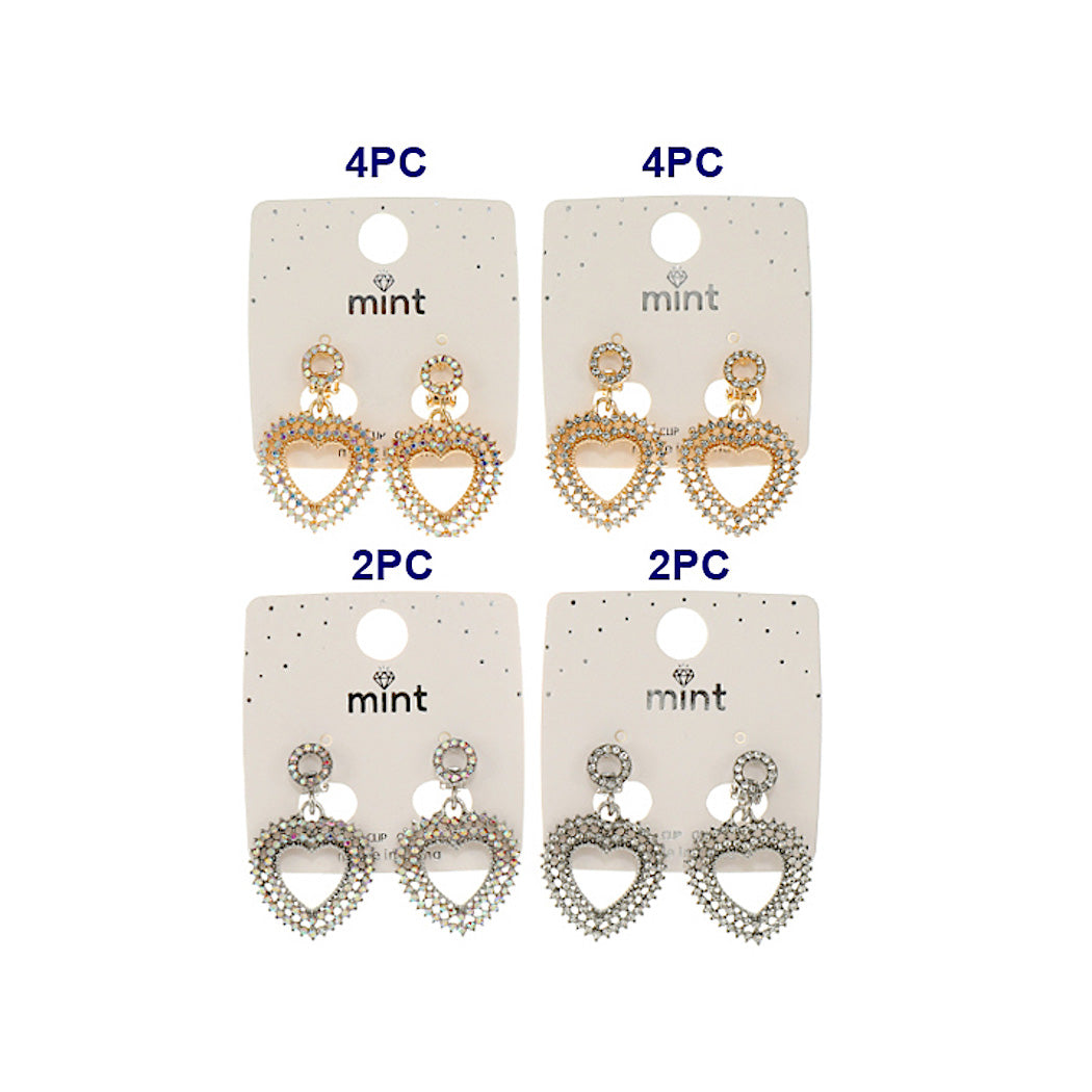 JAE46290C - Clip On Crystal Heart Earrings