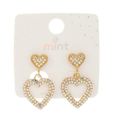 JAE46294 - Rhinestone Heart Earrings