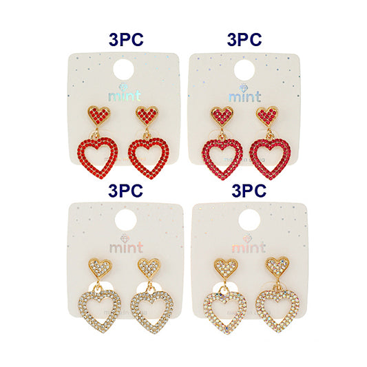 JAE46294 - Rhinestone Heart Earrings