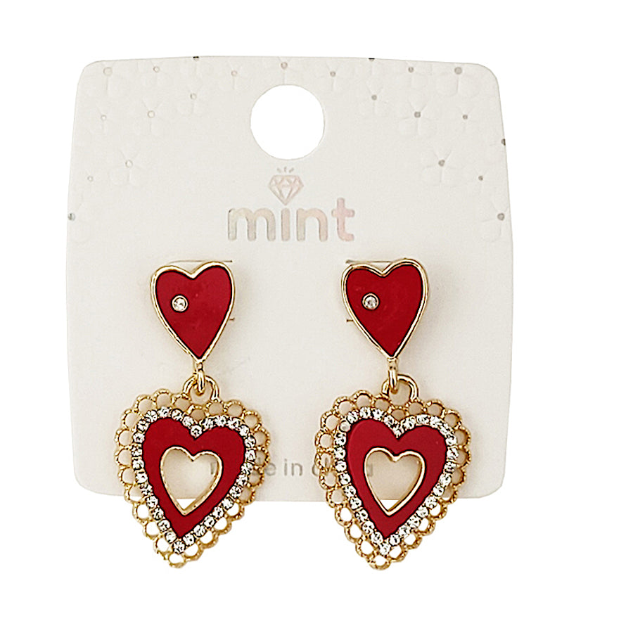 JAE46331 - Enamel Heart Cutout Earring