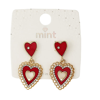 JAE46331 - Enamel Heart Cutout Earring