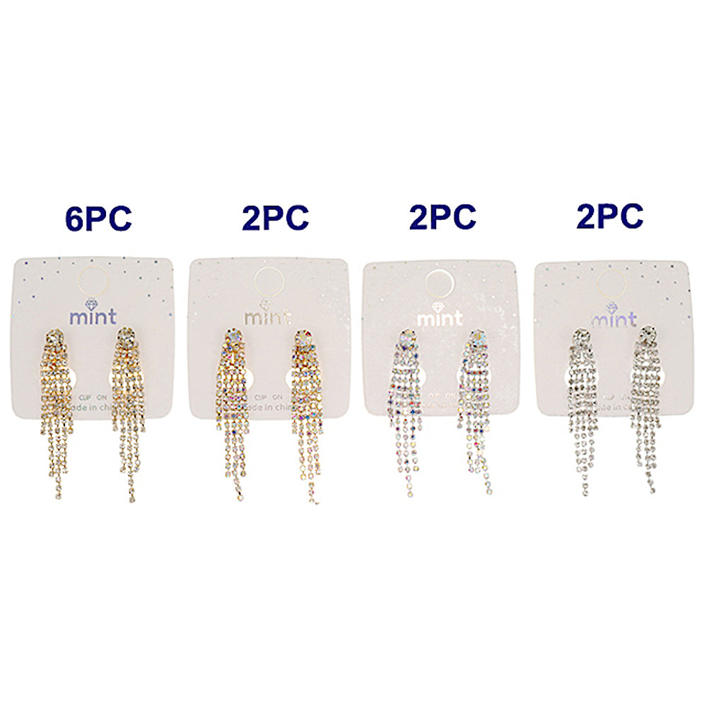 Clip On Rhinestone Chandelier Earring