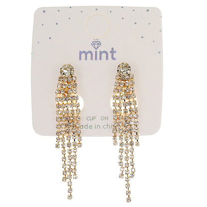 Clip On Rhinestone Chandelier Earring