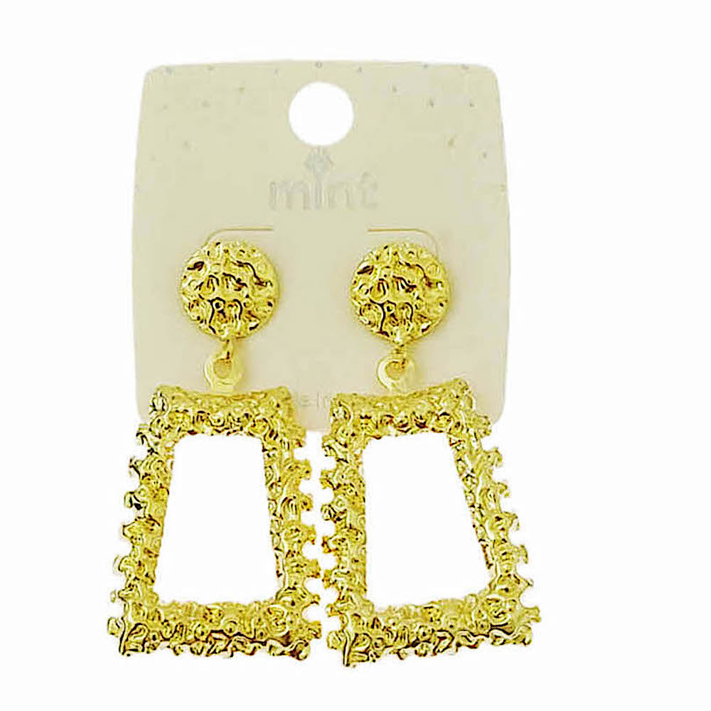 Textured Rectangle Drop Earring