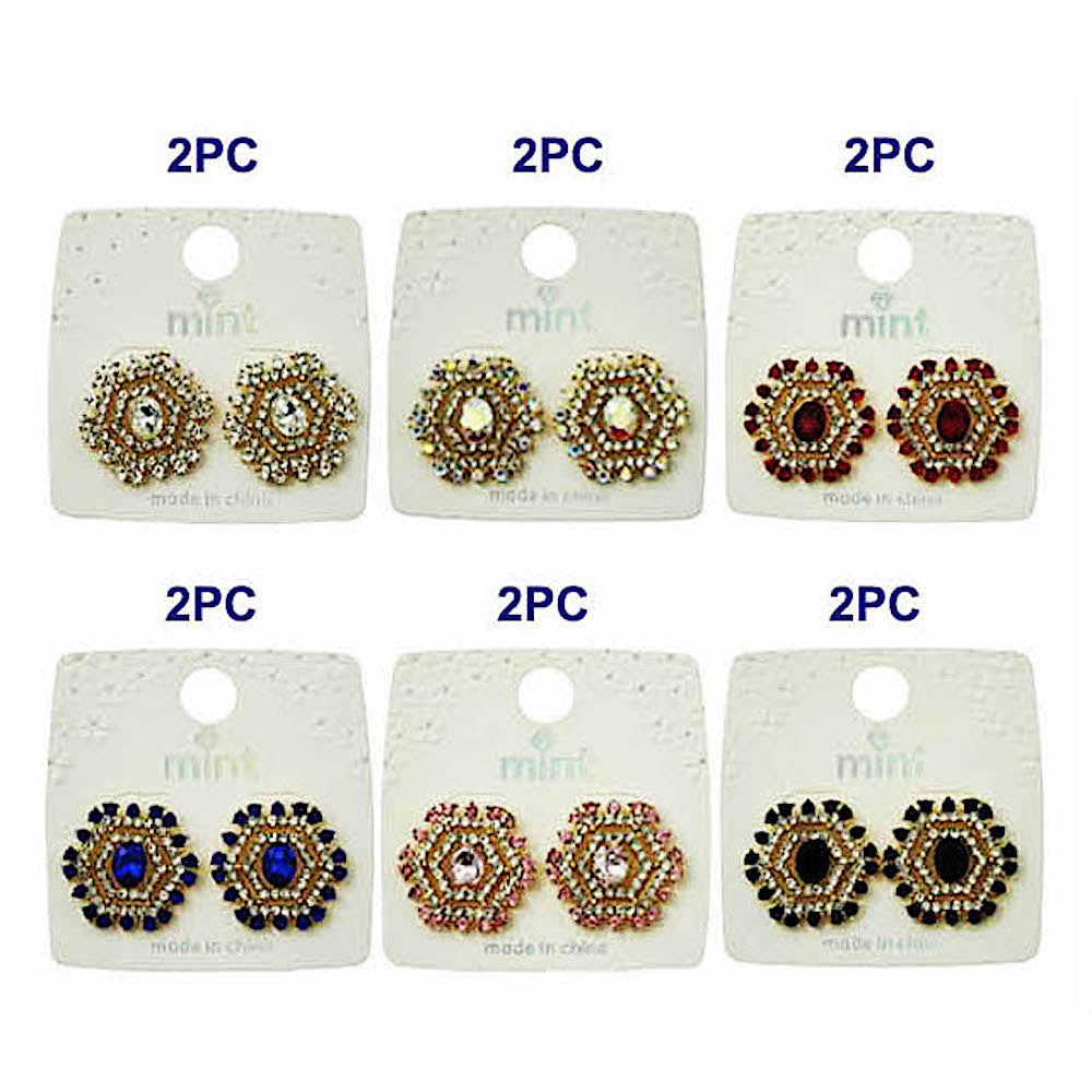 Rhinestone Hexagon Post Earring