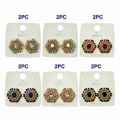 Rhinestone Hexagon Post Earring