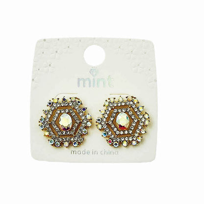 Rhinestone Hexagon Post Earring