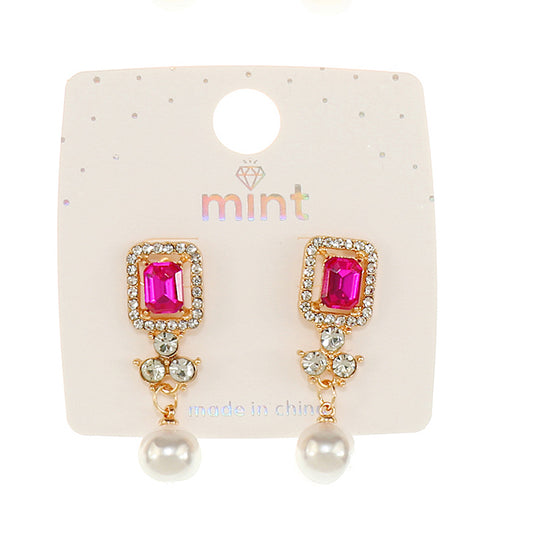JAE46568 - Crystal Pearl Droplet Earring