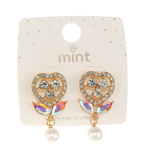JAE46572 - Heart Pearl Droplet Earring