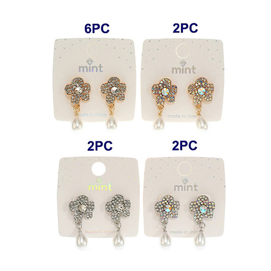 JAE46608 - Flower Pearl Droplet Earring