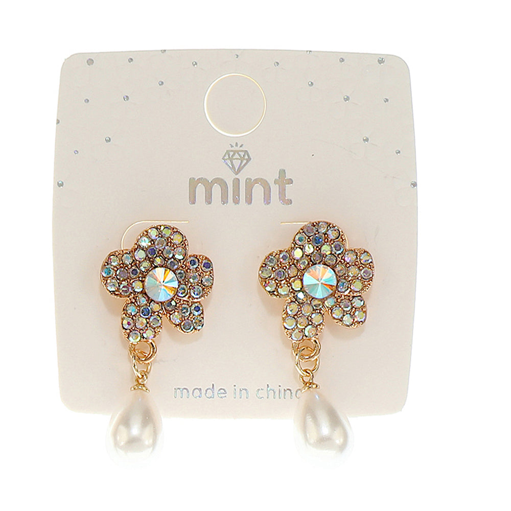 Flower Pearl Droplet Earring