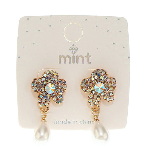 JAE46608 - Flower Pearl Droplet Earring