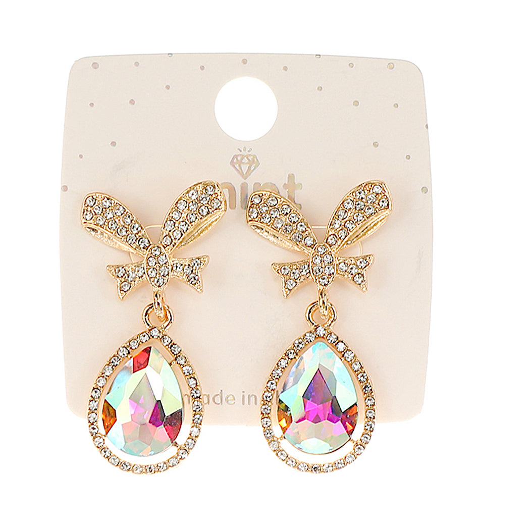 JAE46622 - Bow Crystal Drop Earring