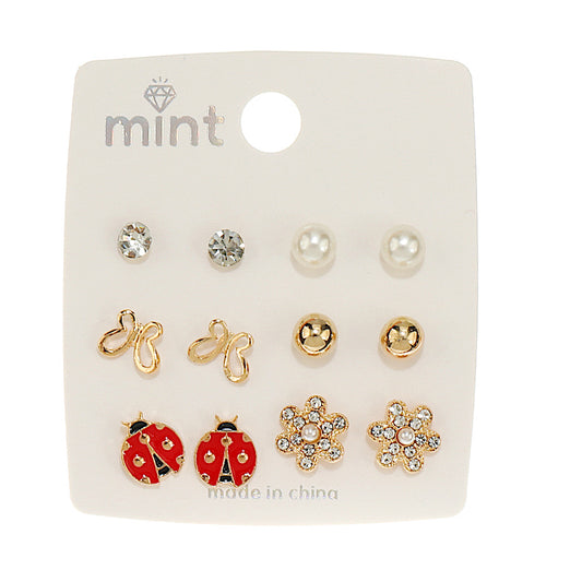 JAE46645 - Lady Bug Stud Earrings Set