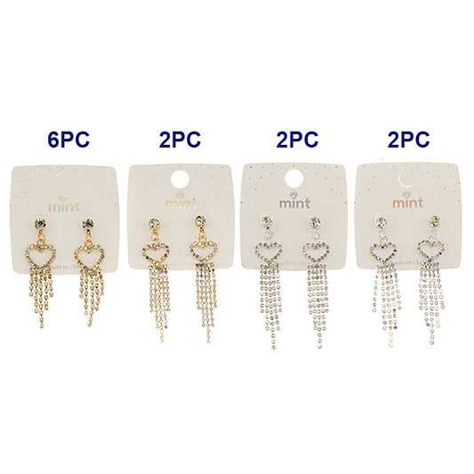 Rhinestone Heart Cascade Earring