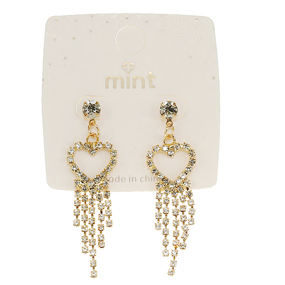 Rhinestone Heart Cascade Earring