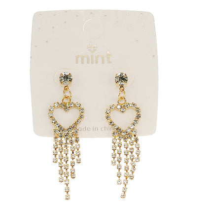 Rhinestone Heart Cascade Earring