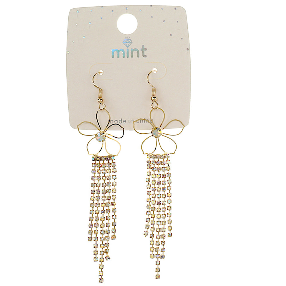 JAE46673 - Flower Rhinestone Drop Earrings