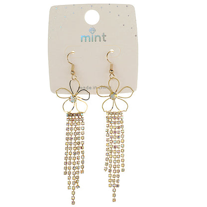 JAE46673 - Flower Rhinestone Drop Earrings