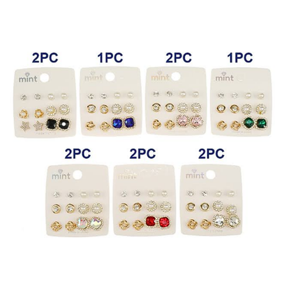 JAE46724 - 6 Pair Crystal Earring Set