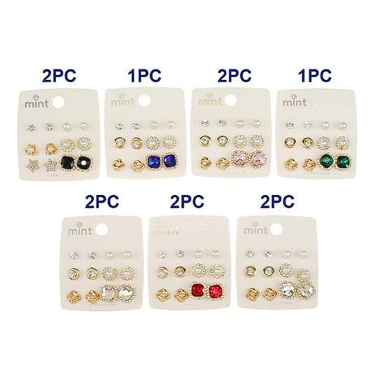 JAE46724 - 6 Pair Crystal Earring Set