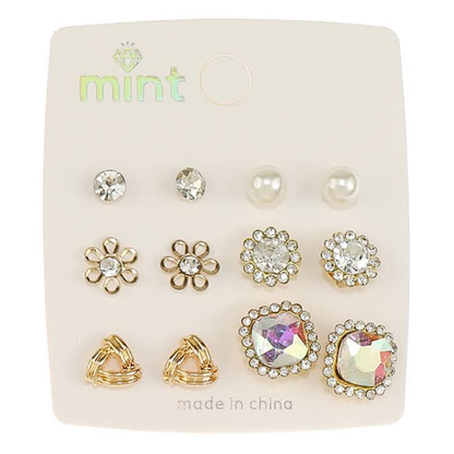 JAE46725 - 6 Pair Crystal Earring Set