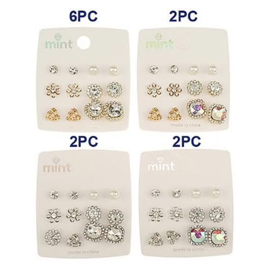JAE46725 - 6 Pair Crystal Earring Set