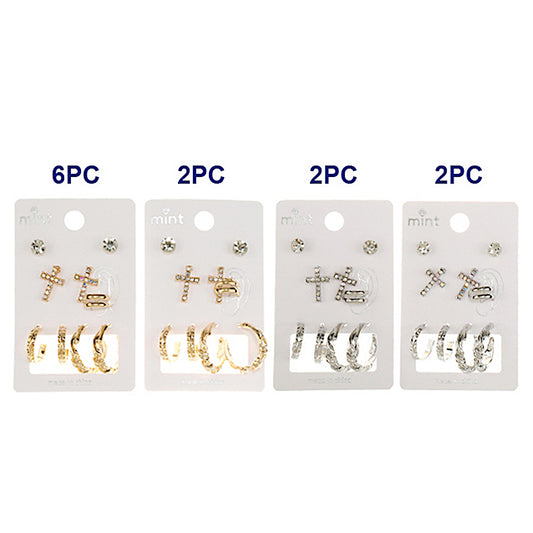 4 Pair Cross Earring & Cuff Set