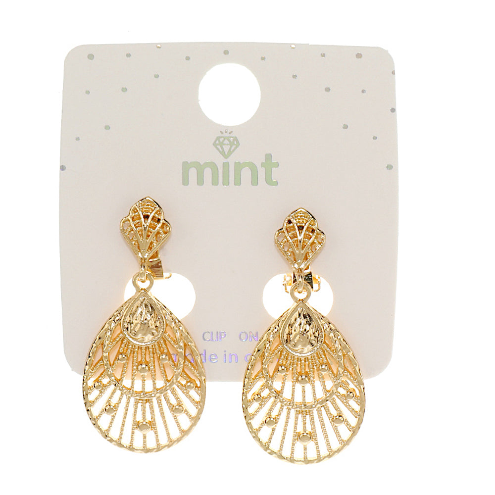 Clip On Filigree Shell Earring