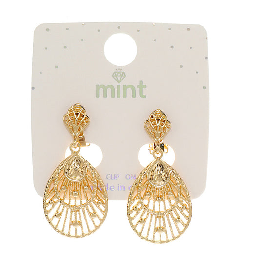 JAE46750C - Clip On Filigree Shell Earring