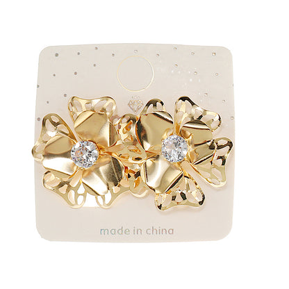 Metal Filigree Flower Statement Earring