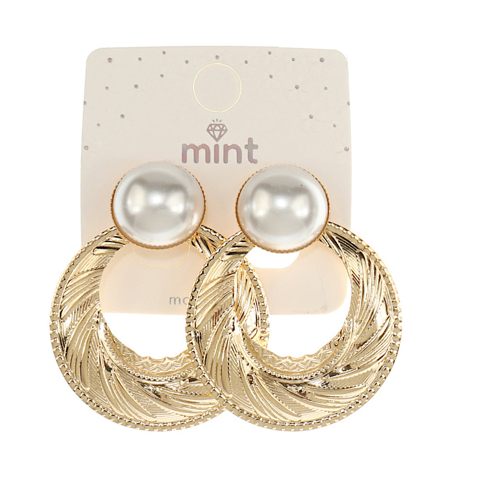 Pearl Disc Statement Earring